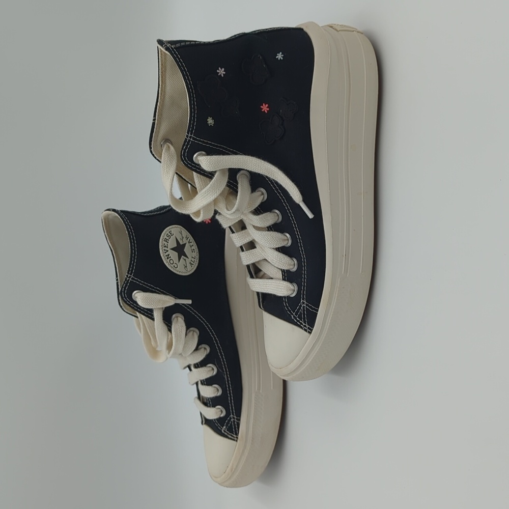 Converse Chuck Taylor Floral Sneakers All Stars Move Hi Top Women's 10.5 Black - Picture 3 of 9